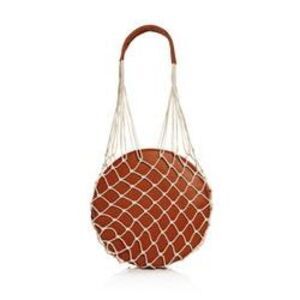 AQUA Women's Brown Faux Leather Double Flat Strap Round Handbag Purse